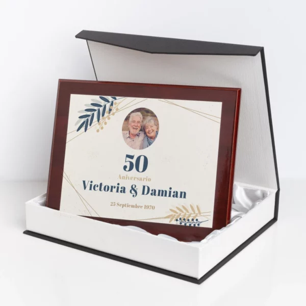 Placa conmemorativa personalizada de caoba