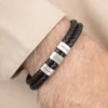 Pulsera de cuero trenzada personalizada para hombre