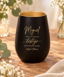 Portavelas De Cristal Grabado Personalizado