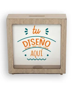 Hucha de Madera Personalizada en Forma de Marco 16,5 × 16,5 cm
