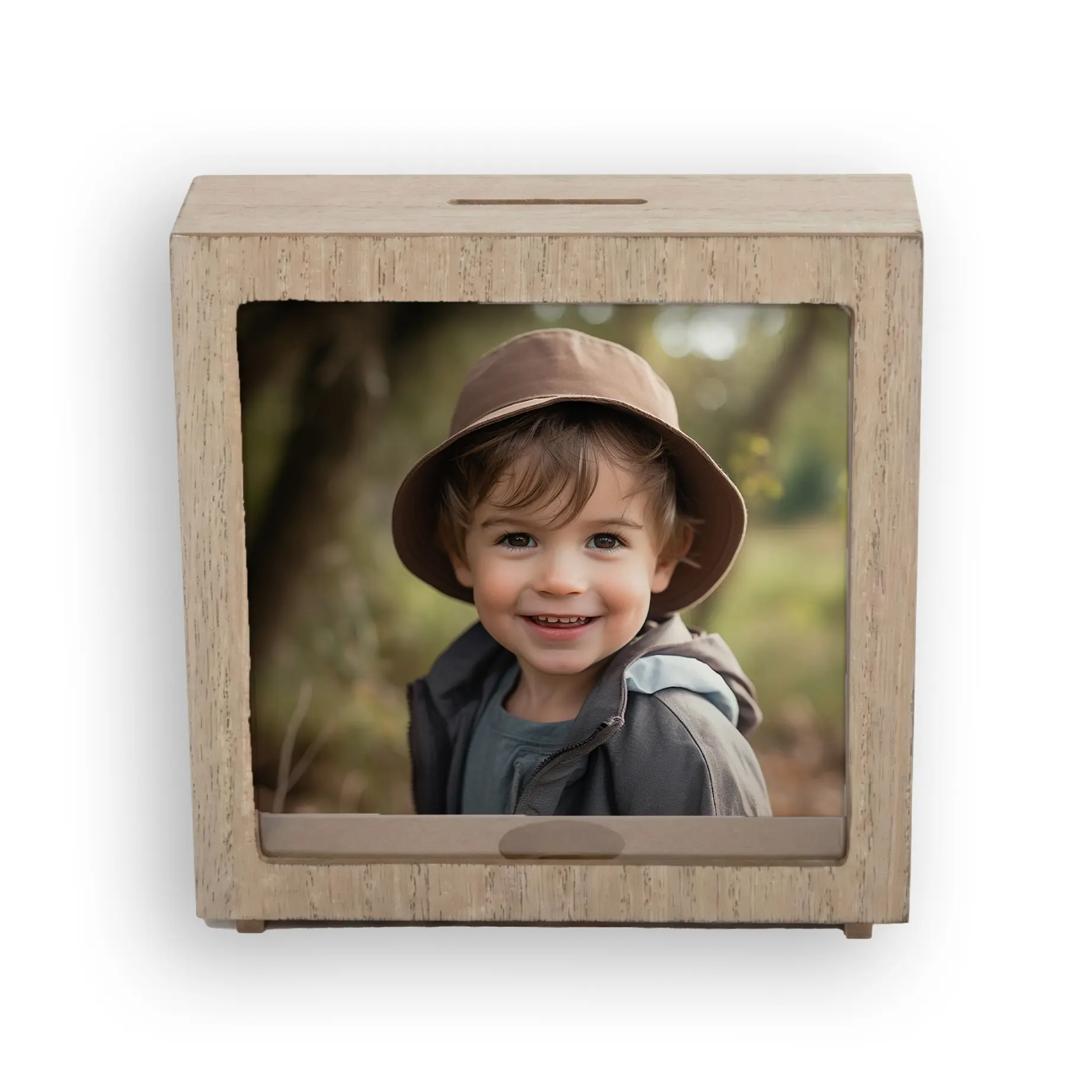 Hucha de Madera Personalizada en Forma de Marco 16,5 × 16,5 cm - Imagen 6